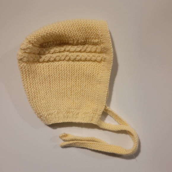 Cozy Cream Vintage Knit Baby Bonnet, 6/12M - Picture 2 of 2
